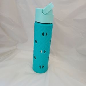 Lululemon Pure Focus Glass Water Bottle Blue Tropics Gym Yoga Bottle 18oz